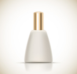 Luxury cosmetic packaging with gold cap and blank space for your design isolated vector illustration