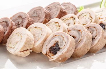 meatloaf sliced on a white background