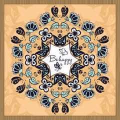 Vector circle frame, wreath made of flowers. Circle decoration. Wreath illustration made of flowers and herbs. Spring elements. Floral doodles wreath.