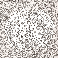 New year hand lettering and doodles elements background