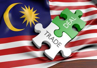 Malaysia trade deals and international commerce concept, 3D rendering