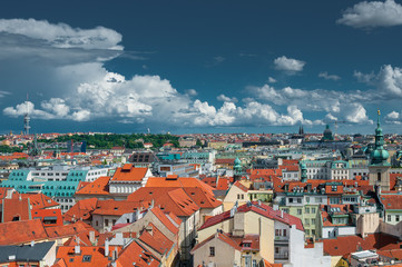 View above on old town in Prague, Czech Republic