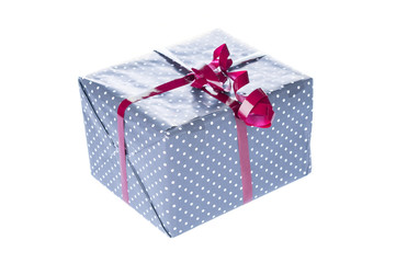 Gift box closeup on white background