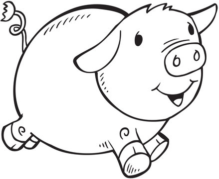 Cute Doodle Pig Vector Illustration Art