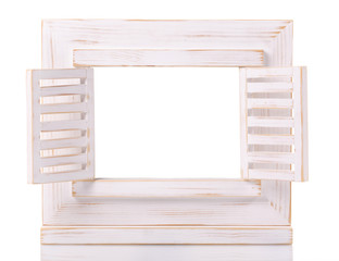 wooden picture frame isolated on white background with cut out blank space