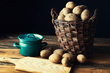 Potatoes in old rustic kitchen