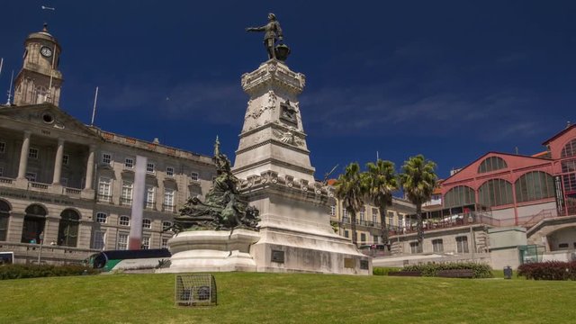 Henry Infante Dom Henrique the Navigator Monument, Porto, Portugal timelapse hyperlapse