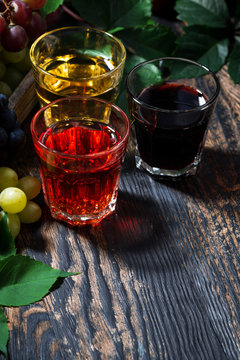 assortment of grape juice, vertical, top view