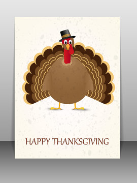 Happy Thanksgiving celebration card with turkey.