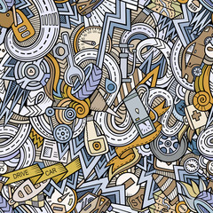 Cartoon hand-drawn doodles car style theme seamless patern