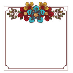 Flowers and leaves frame icon. Garden floral and decoration theme. Isolated design. Vector illustration