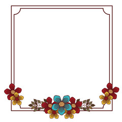 Flowers and leaves frame icon. Garden floral and decoration theme. Isolated design. Vector illustration