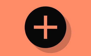 Vector cross symbol in black circle on flat background