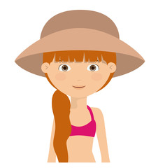 Happy girl cartoon with hat icon. Childhood happiness summer season and kid theme. Isolated design. Vector illustration
