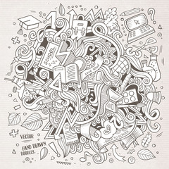 Obraz premium Cartoon doodles hand drawn School illustration