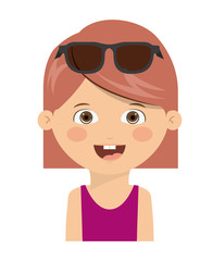 Happy girl cartoon with glasses icon. Childhood happiness summer season and kid theme. Isolated design. Vector illustration
