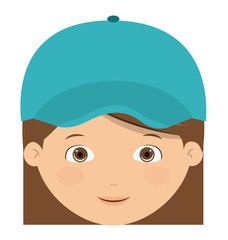 Obraz na płótnie Canvas Happy girl cartoon with hat icon. Childhood happiness summer season and kid theme. Isolated design. Vector illustration