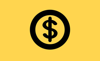 Vector dollar sign in circle on flat background