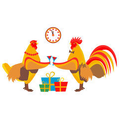 rooster drinking champagne