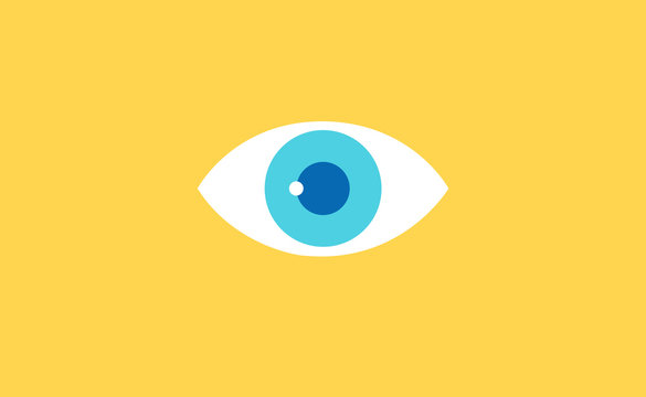 Vector eye symbol icon on flat background