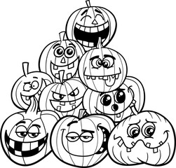 halloween pumpkins coloring page