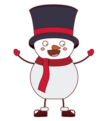 Snowman with hat cartoon icon. Merry Christmas season decoration figure theme. Isolated design. Vector illustration