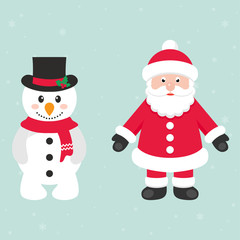 cartoon snowman and santa claus