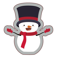 Snowman with hat cartoon icon. Merry Christmas season decoration figure theme. Isolated design. Vector illustration