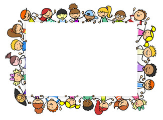 Gruppe Kinder bildet Rahmen
