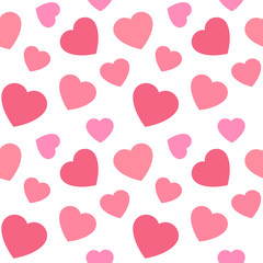 赤系大きめランダムハート柄　繰り返しシームレスパターン　ベクター素材