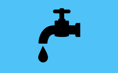 Vector black faucet icon on flat background