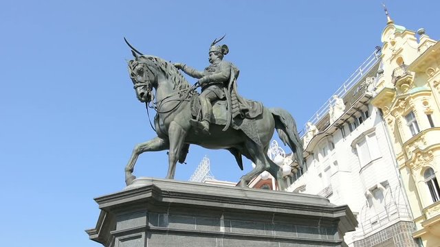 the statue of the ban Josip Jelačić in Zagreb
