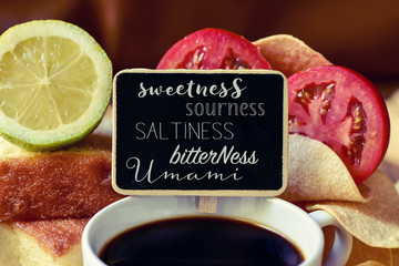 signboard with the name of different tastes
