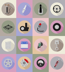 car equipment flat icons vector illustration