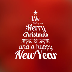 Vector Christmas tree typography with the quote "We Wish you a Merry Christmas and a Happy New Year".