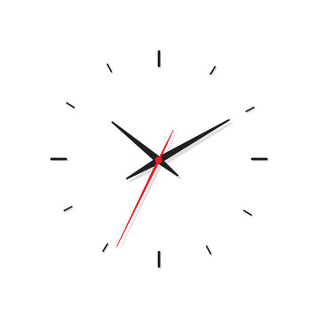 Clock image on white background. Simple clock.