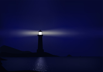 Lighthouse is coastal at night
