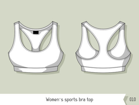 Women sports bra top. Template for design, easily editable by layers