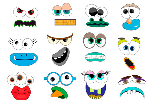 Party for Children - Funny Monsters. Mask, Photobooth Props. Monster Mouths and Eyes Set.