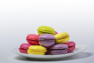 A plate of  french macaroons 