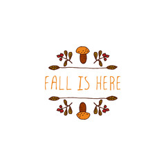 Vector handdrawn autumn element with text