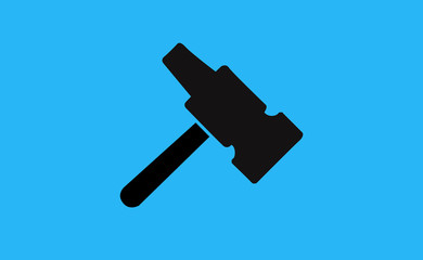 Vector black hammer symbol on flat background
