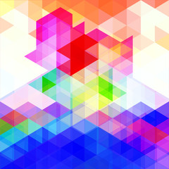 Abstract colorful background of polygons. Blue, yellow, pink, red and white triangular background of intersecting polygons