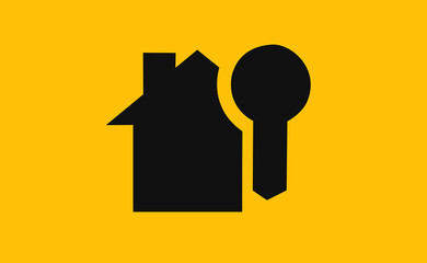 Vector house key symbol on flat background