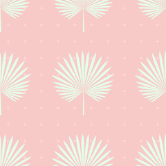 Naklejka premium Seamless pink pattern with palm leaves. Vector.
