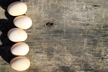 Eggs on wooden background