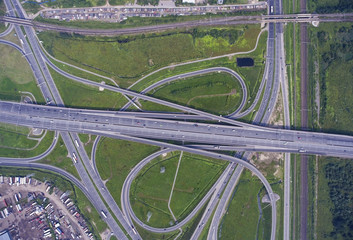 Aerial view on road junction