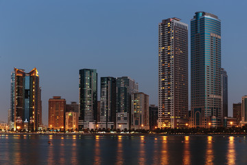 Obraz premium Night view of Sharjah UAE