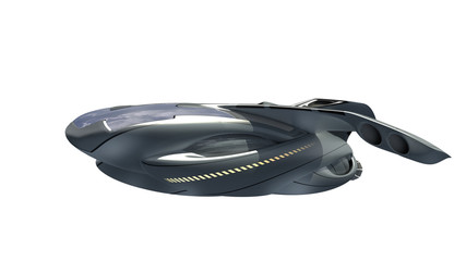 3d illustration of futuristic military spacecraft or surveillance drone for fantasy games, science fiction backgrounds or interstellar deep space travel, with the clipping path included in the file. © 3000ad