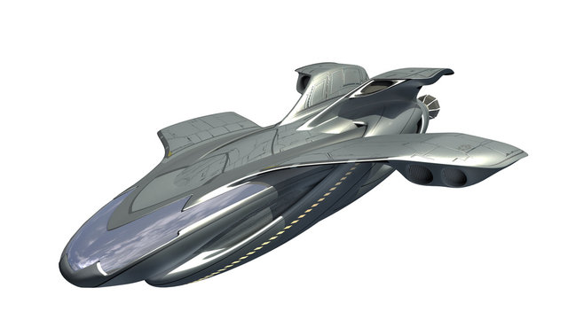 
3d illustration of futuristic military spacecraft or surveillance drone for fantasy games, science fiction backgrounds or interstellar deep space travel, with the clipping path included in the file.